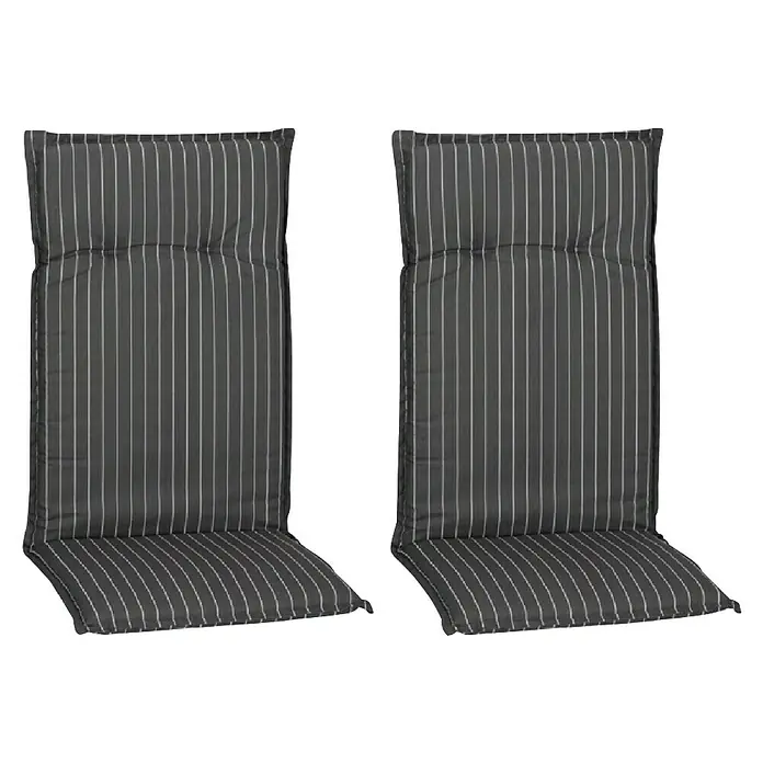 beo Gartenmöbel-Auflage Belm - Hochlehner, 2 Stk., L x B x H: 118 x 50 x 6 cm, Baumwolle, Polyester, Grau/Weiß - Zwei gestreifte Stuhlkissen für den Garten. Diese wetterfesten Kissen sind ideal für zusätzlichen Komfort im Freien.