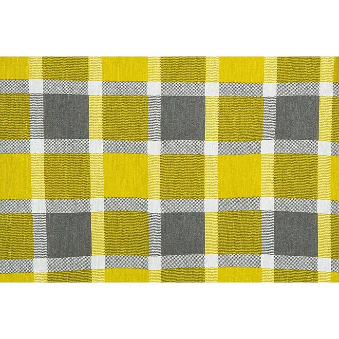 beo Gartenmöbel-Auflage Bratislava - Niederlehner, 6 Stk., L x B x H: 101 x 50 x 6 cm, Baumwolle, Polyester, Gelb/Grau - Kariertes Stoffmuster mit gelben, grauen und weißen Quadraten, das eine Textur für Projekte oder Hintergründe bietet.