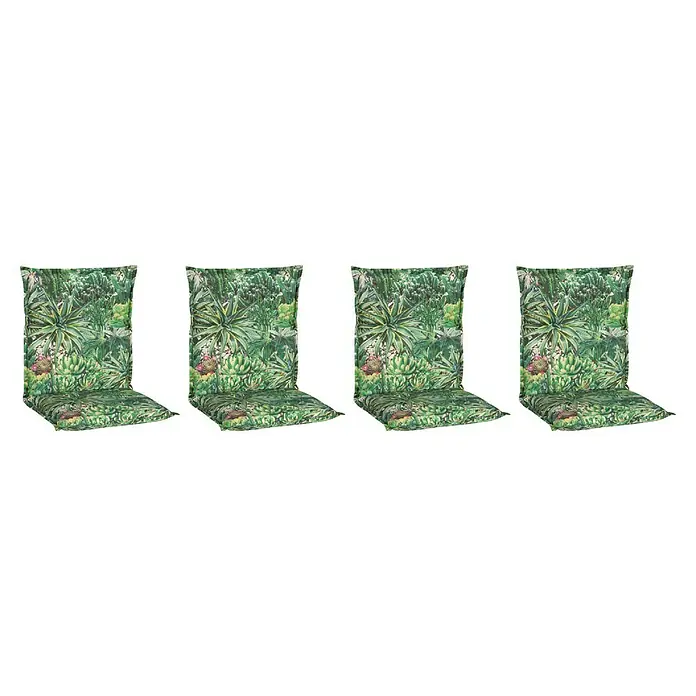 beo Gartenmöbel-Auflage Tegernsee - Niederlehner, 4 Stk., L x B x H: 98 x 46 x 8 cm, Baumwolle, Polyester, Grün - Ein Satz von vier grünen Outdoor-Stuhlkissen mit Kaktusmotiv. Bequem und stilvoll für Gartenmöbel.