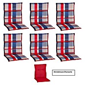 beo Gartenmöbel-Auflage (Hochlehner, 6 Stk., L x B x H: 100 x 48 x 5 cm, 50% Baumwolle/50% Polyester, Rot, Rot-Blau) | BAUHAUS