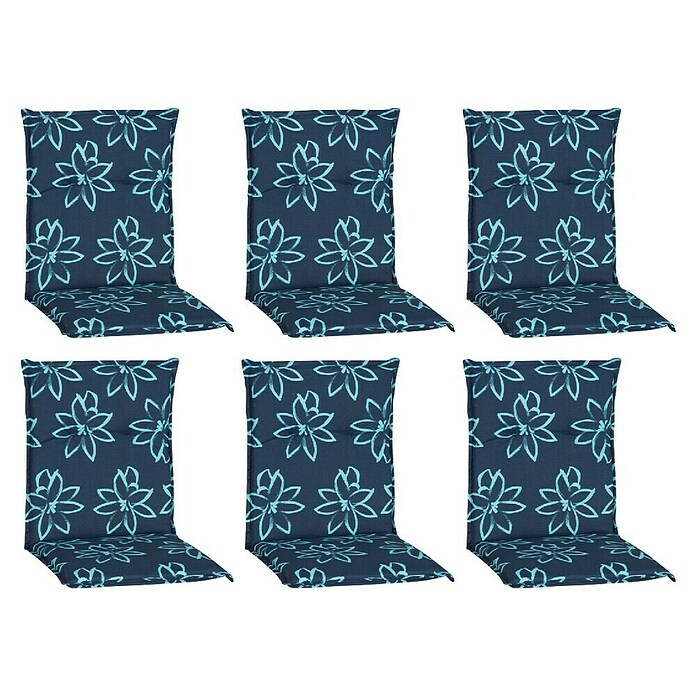 beo Gartenmöbel-Auflage Bunde (Niederlehner, 6 Stk., L x B x H: 101 x 50 x 6 cm, 50% Baumwolle/50% Polyester, Dunkelblau mit Blumen) | BAUHAUS