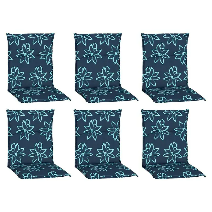 beo Gartenmöbel-Auflage Bunde - Niederlehner, 6 Stk., L x B x H: 101 x 50 x 6 cm, Baumwolle, Polyester, Blau/Türkis - Sitzkissen mit blauem Blumendesign für Stühle, ideal für den Garten oder die Terrasse. Bequeme Sitzauflagen für entspannte Stunden im Freien.