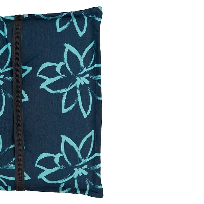 beo Gartenmöbel-Auflage Bunde - Niederlehner, 6 Stk., L x B x H: 101 x 50 x 6 cm, Baumwolle, Polyester, Blau/Türkis - Marineblaues Notizbuch mit Blumenmuster und Gummiband für einen sicheren Verschluss.