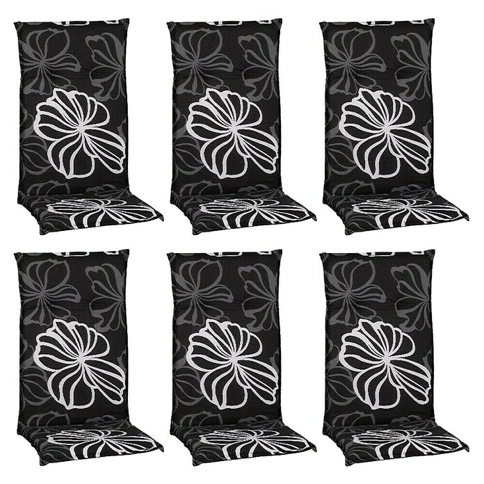 beo Gartenmöbel-Auflage Barcelona (Hochlehner, 6 Stk., L x B x H: 118 x 50 x 6 cm, 50% Baumwolle, 50% Polyester, Schwarz/Weiß) | BAUHAUS