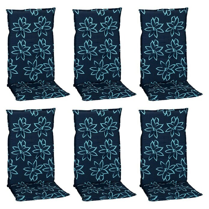 beo Gartenmöbel-Auflage Bunde (Hochlehner, 6 Stk., L x B x H: 118 x 50 x 6 cm, 50% Baumwolle, 50% Polyester, Blau) | BAUHAUS