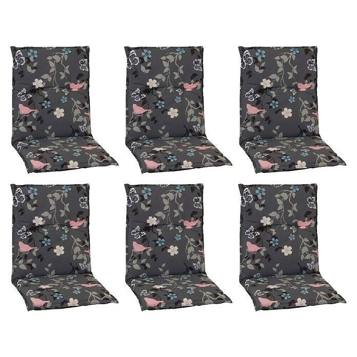beo Gartenmöbel-Auflage Bregenz (Niederlehner, 6 Stk., L x B x H: 101 x 50 x 6 cm, 50% Polyester / 50% Baumwolle, Grau/Blumen) | BAUHAUS