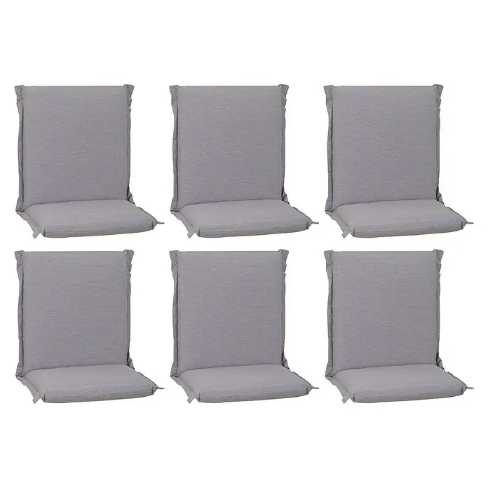 beo Gartenmöbel-Auflage - Niederlehner, 6 Stk., L x B x H: 98 x 46 x 8 cm, Baumwolle, Polyester, Grau - Ein Set aus sechs bequemen, grauen Stuhlkissen. Ideal für Esszimmer oder Terrasse. Die Kissen bieten Komfort und Stil.