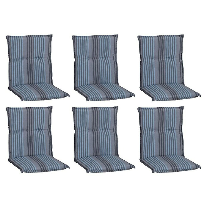beo Gartenmöbel-Auflage Tissa (Niederlehner, 6 Stk., L x B x H: 98 x 46 x 8 cm, Baumwolle, Polyester, Grau-blau gestreift) | BAUHAUS