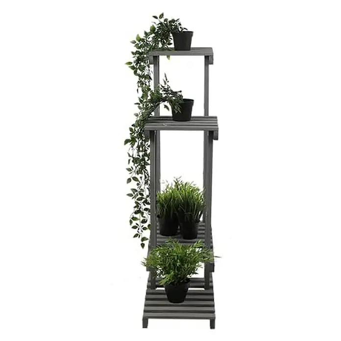 Proregal Holzregal Blumenständer FLORANGE - Anzahl Böden: 5 Stk., Schrauben, Grau