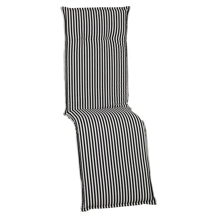 beo Gartenmöbel-Auflage Belm - Relaxsesselauflage, 1 Stk., L x B x H: 171 x 46 x 8 cm, Baumwolle, Polyester, Schwarz/Weiß - Gestreiftes Sitzkissen für den Außenbereich. Das Kissen ist schwarz und weiß gestreift und bietet Komfort für Gartenmöbel oder Terrassenstühle.