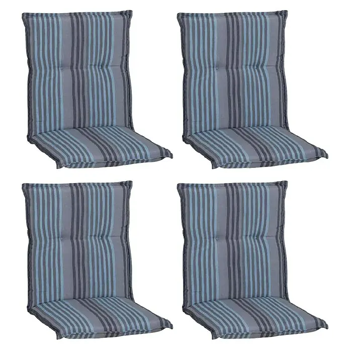 beo Gartenmöbel-Auflage Tissa - Niederlehner, 4 Stk., L x B x H: 98 x 46 x 8 cm, Baumwolle, Polyester, Blau/Grau - Gestreifte Stuhlauflagen im 4er-Set für bequemes Sitzen im Garten oder auf der Terrasse, stilvoll und komfortabel.