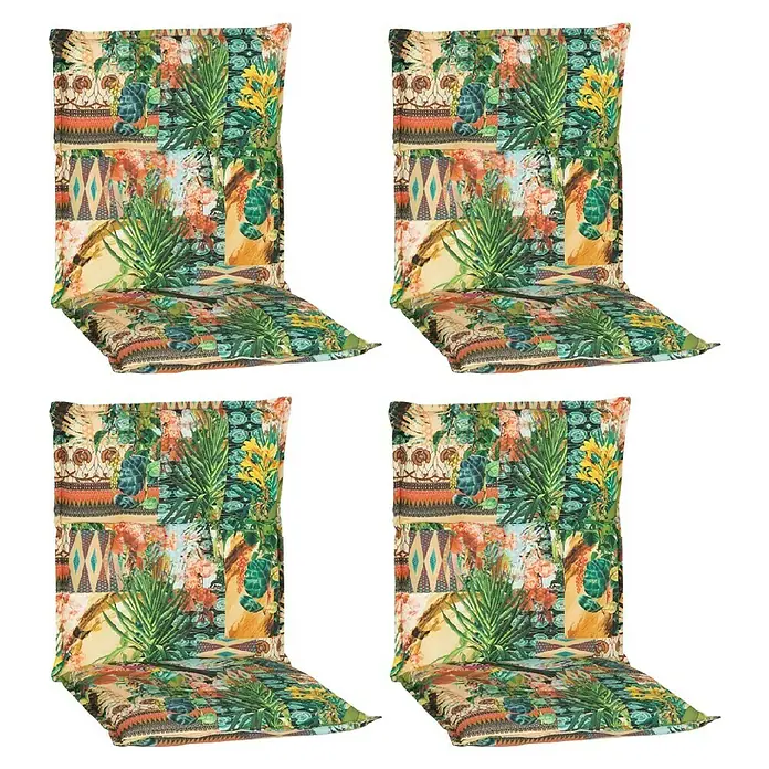 beo Gartenmöbel-Auflage Texas - Niederlehner, 4 Stk., L x B x H: 98 x 46 x 8 cm, Baumwolle, Polyester, Grün/Gelb - Vier floral gemusterte Stuhlkissen für den Innenbereich. Die Kissen sind farbenfroh und passen perfekt zu Gartenmöbeln.