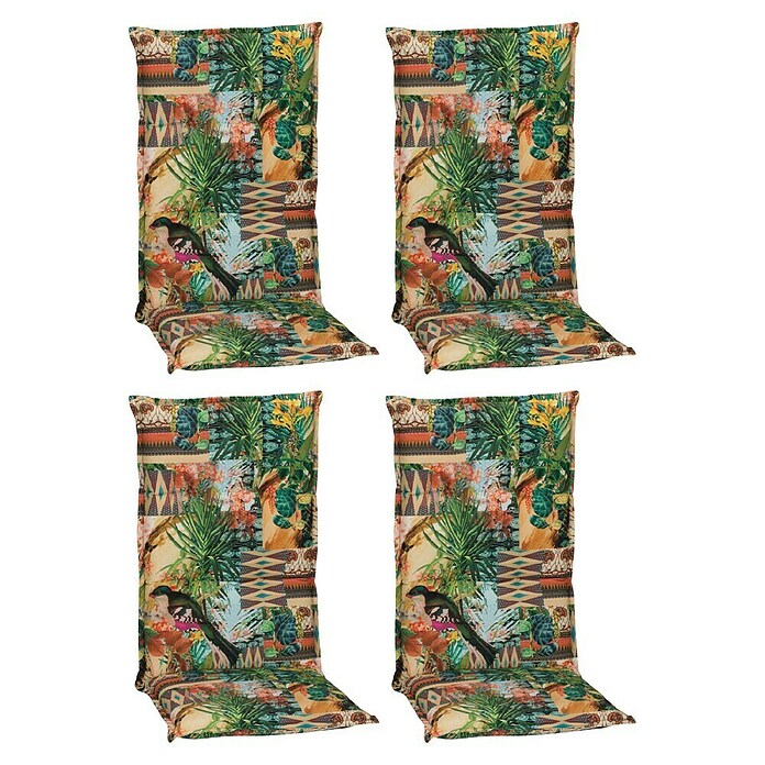 beo Gartenmöbel-Auflage Texas (Hochlehner, 4 Stk., L x B x H: 118 x 46 x 8 cm, 50% Baumwolle, 50% Polyester, Grün/Gelb/Schwarz) | BAUHAUS
