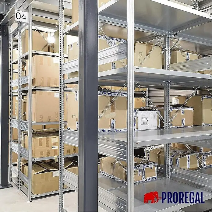 Proregal Metallregal SILVER MAMBA - Traglast pro Boden: 150 kg, Anzahl Böden: 5 Stk., Stecken, Verzinkt