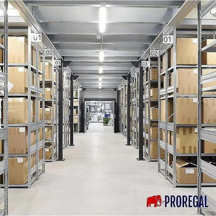 Proregal Metallregal SILVER MAMBA - Traglast pro Boden: 150 kg, Anzahl Böden: 5 Stk., Stecken, Verzinkt