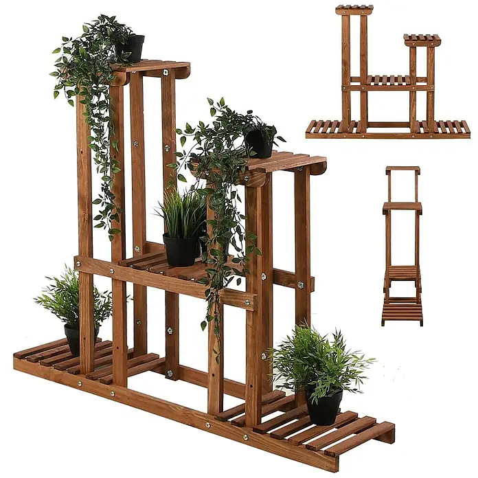 Proregal Holzregal Blumenständer FLORANGE - Anzahl Böden: 5 Stk., Schrauben, Braun