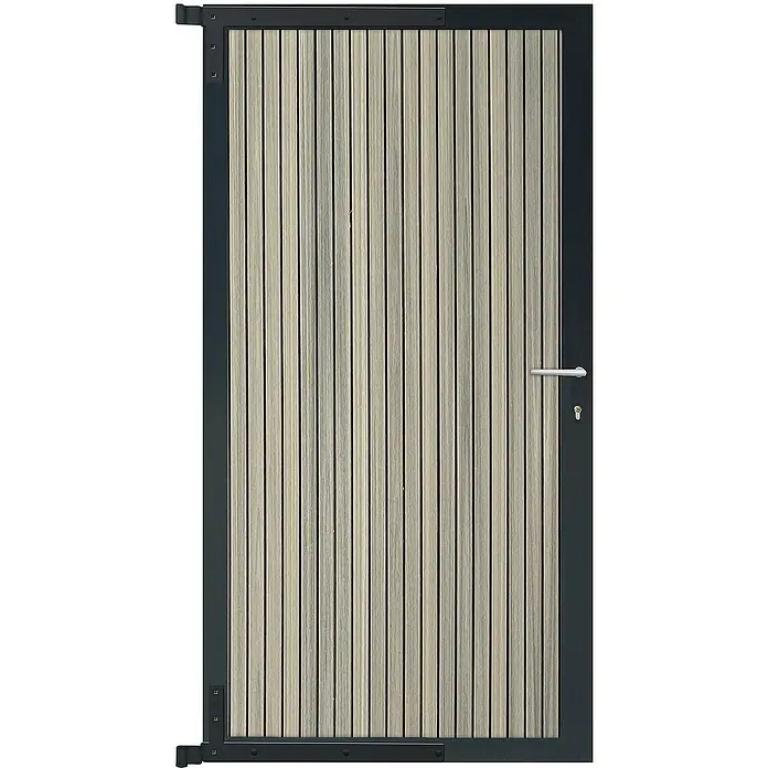 GartenLand Zauntor WPC Zaun Tor Shadowline Vertikal - 90 x 175 cm, Amethystgrau, Verbundwerkstoff