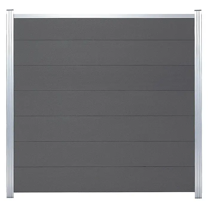 GartenLand Steckzaun-Element WPC Zaun Ameland Ohne Pfosten Ohne Abschlussleiste - B x H: 180 x 180 cm, Schiefergrau, Verbundwerkstoff