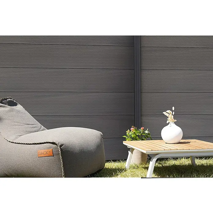 GartenLand Steckzaun-Element WPC Zaun Ameland Co-extrudiert Musterstück - B x H: 20 x 25 cm, Amethystgrau, Verbundwerkstoff