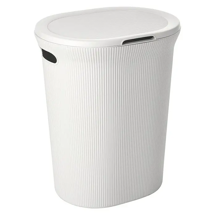 Tatay Baobab Cesta para la ropa - L x An x Al: 33 x 41 x 50 cm, Blanco - Cesto de ropa blanca con tapa. El cesto presenta un diseño acanalado y cómodas asas en los lados para facilitar su transporte.