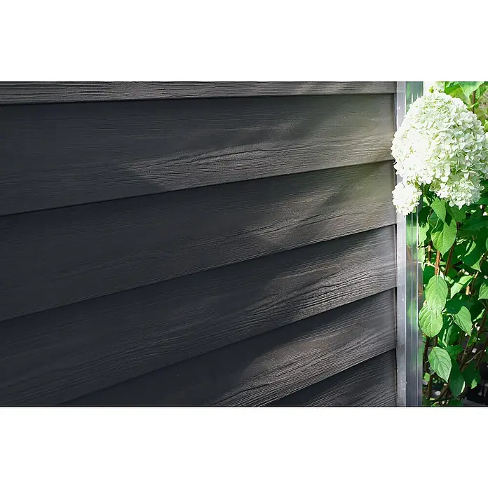 GartenLand Steckzaun-Element WPC Zaun Schwedenprofil Ohne Pfosten - B x H: 180 x 180 cm, Anthrazit, Verbundwerkstoff