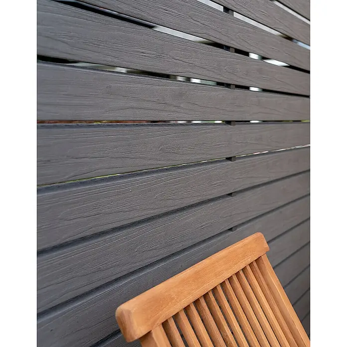 GartenLand Steckzaun-Element WPC Zaun Kopenhagen Ohne Pfosten - B x H: 180 x 180 cm, Schiefergrau, Verbundwerkstoff