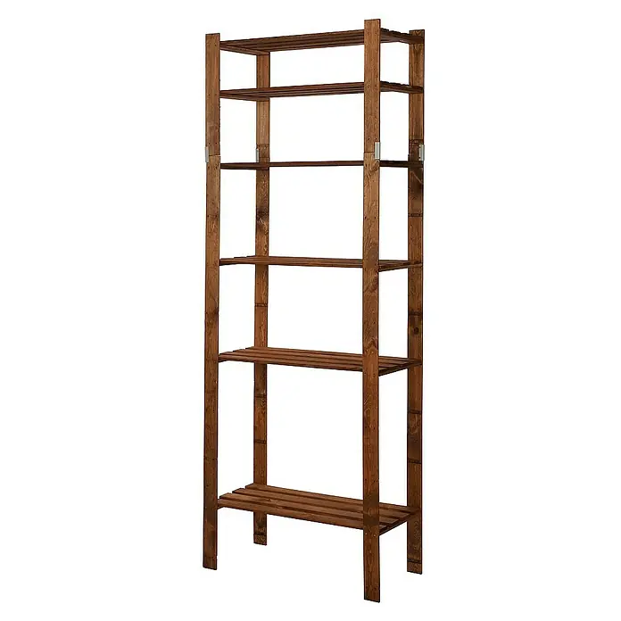 Proregal Holzregal PINEPEAK - H x B x T: 200 x 80 x 38 cm, Anzahl Böden: 6 Stk., Schrauben, Braun