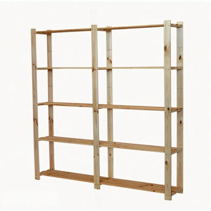 Proregal Holzregal PINEPEAK - H x B x T: 170 x 170 x 38 cm, Anzahl Böden: 5 Stk., Schrauben, Natur