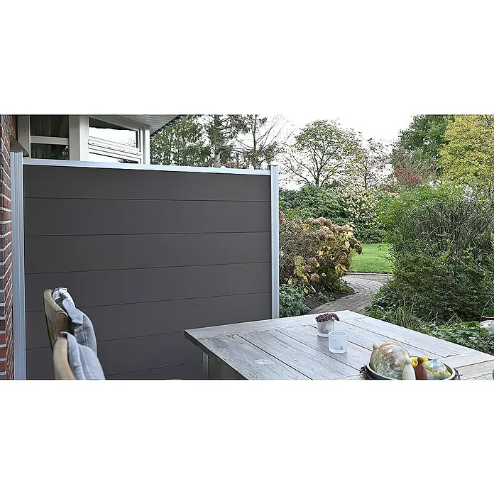GartenLand Steckzaun-Element WPC Zaun Ameland Musterstück - B x H: 20 x 25 cm, Anthrazit, Verbundwerkstoff