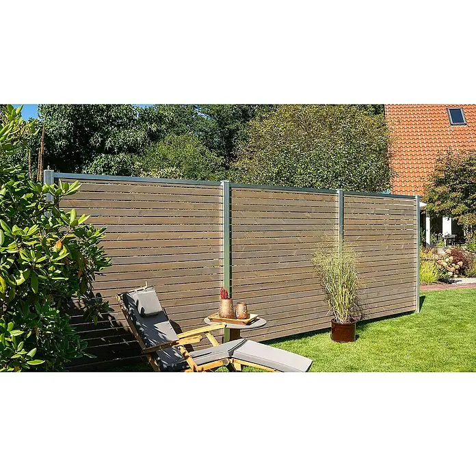 GartenLand Steckzaun-Element Holz Zaun Craftwood Ohne Pfosten Ohne Abschlussleiste - B x H: 180 x 180 cm, Grau, Holz