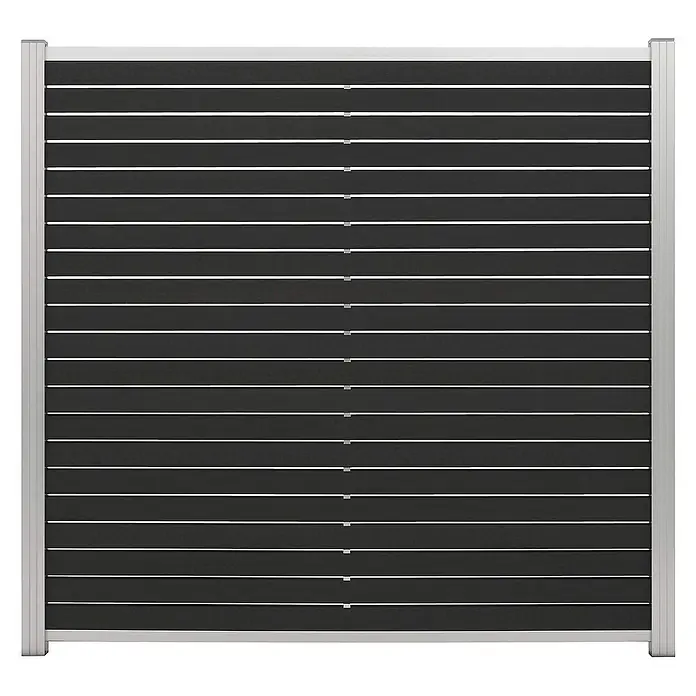 GartenLand Steckzaun-Element WPC Zaun Stockholm Ohne Pfosten - B x H: 180 x 180 cm, Anthrazit, Verbundwerkstoff