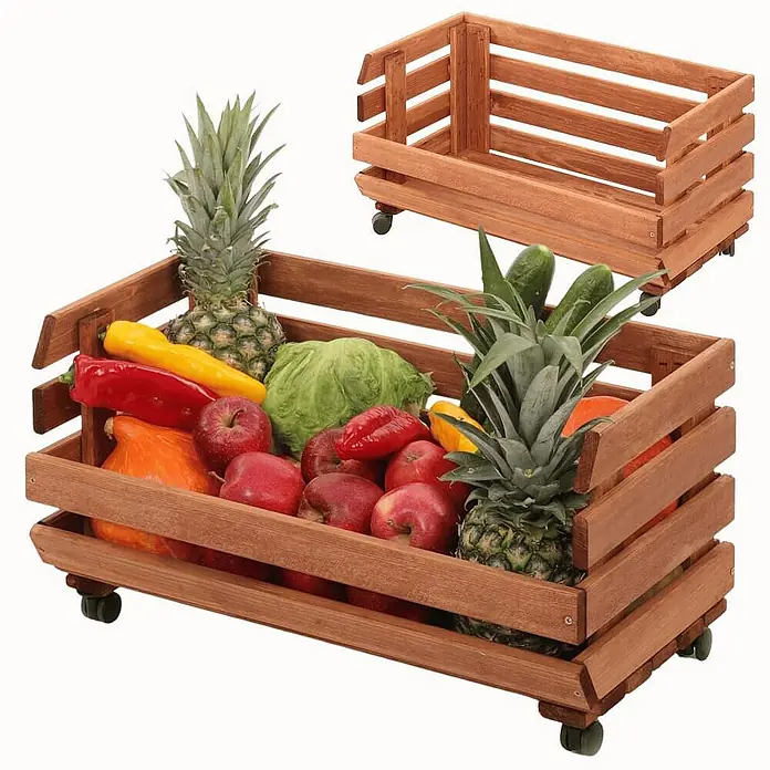 Proregal Holzregal Gemüseregal VeggieRoll mit Rollen - Anzahl Böden: 1 Stk., Schrauben, Braun