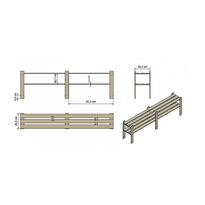 Proregal Holzregal PINEPEAK - Anzahl Böden: 2 Stk., Schrauben, Natur