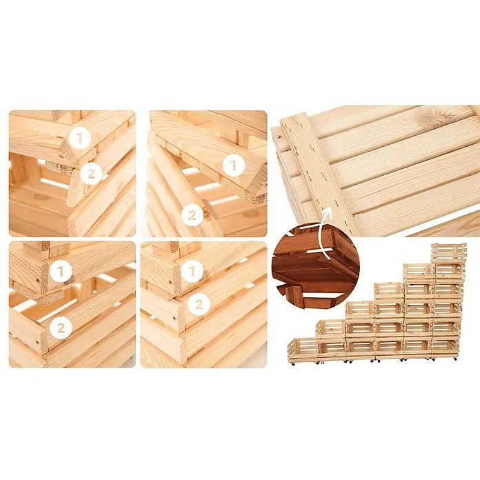 Proregal Holzregal Gemüseregal VeggieRoll mit Rollen - Anzahl Böden: 4 Stk., Schrauben, Grau
