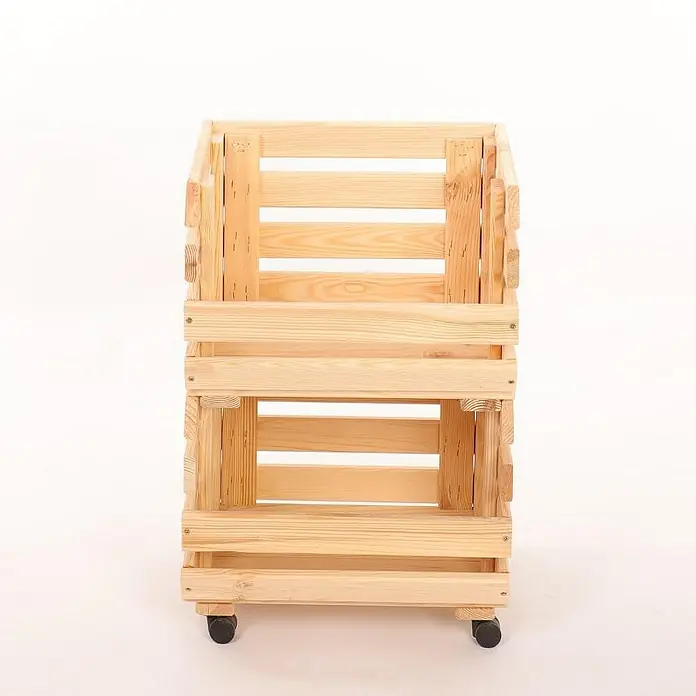 Proregal Holzregal Gemüseregal VeggieRoll mit Rollen - Anzahl Böden: 2 Stk., Schrauben, Natur