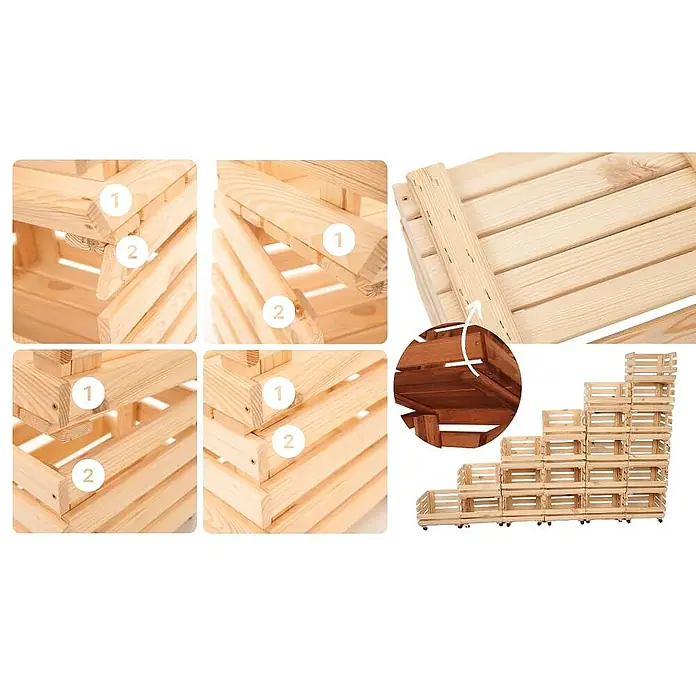 Proregal Holzregal Gemüseregal VeggieRoll mit Rollen - Anzahl Böden: 2 Stk., Schrauben, Natur