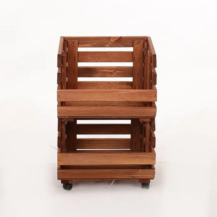 Proregal Holzregal Gemüseregal VeggieRoll mit Rollen - Anzahl Böden: 2 Stk., Schrauben, Braun