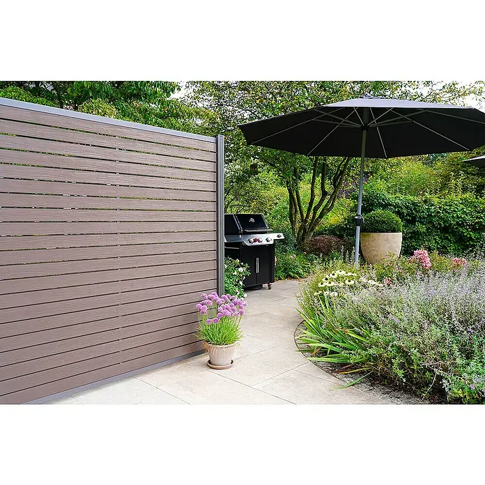 GartenLand Steckzaun-Element WPC Zaun Kopenhagen Ohne Pfosten - B x H: 180 x 180 cm, Schokobraun, Verbundwerkstoff