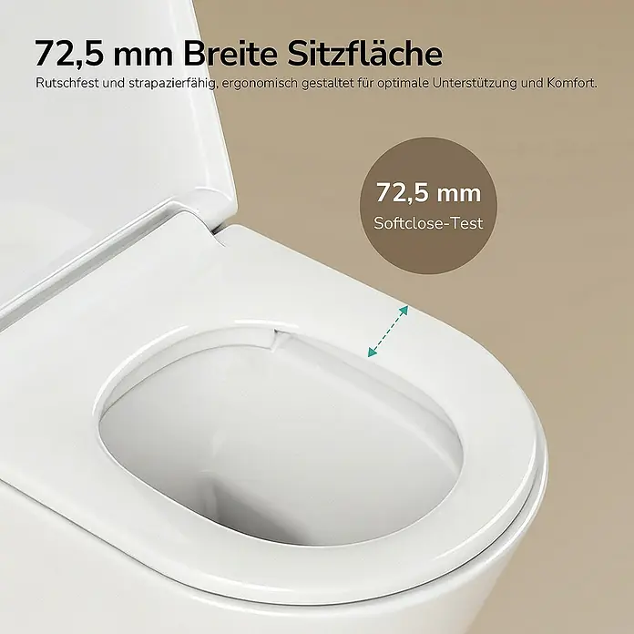 Emke Wand-WC Luno - Spülrandlos, Mit schmutzabweisender Glasur, Weiß