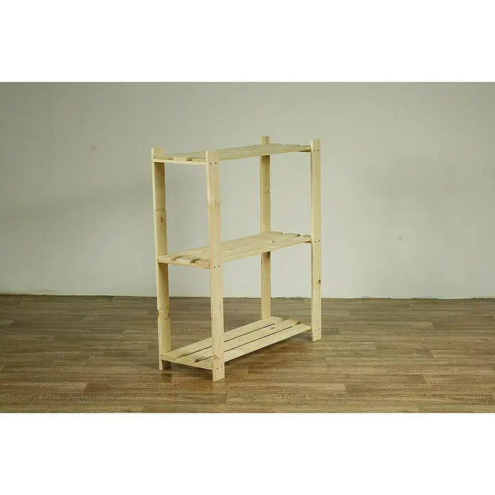 Proregal Holzregal PINEPEAK - H x B x T: 90 x 80 x 28 cm, Anzahl Böden: 3 Stk., Schrauben, Natur