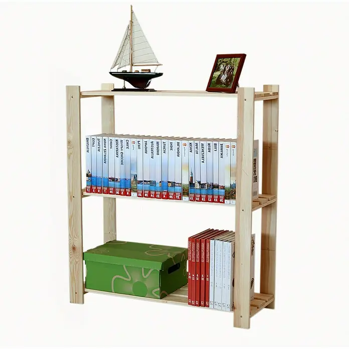 Proregal Holzregal PINEPEAK - H x B x T: 90 x 80 x 28 cm, Anzahl Böden: 3 Stk., Schrauben, Natur