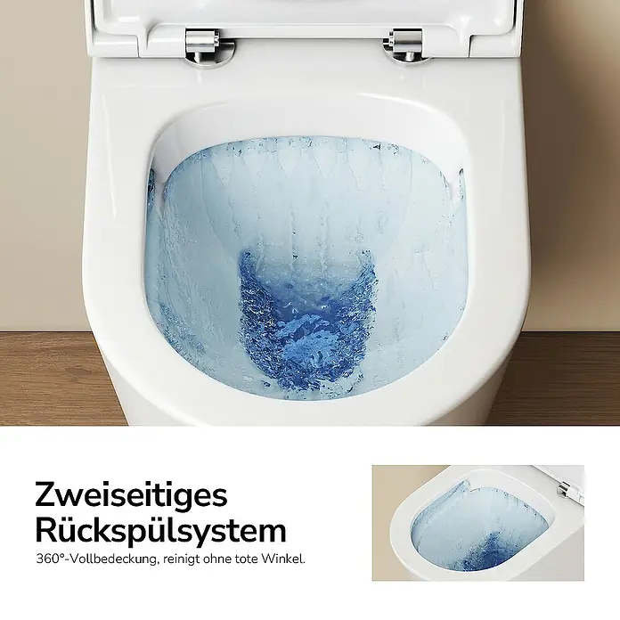 Emke Wand-WC Luno - Spülrandlos, Mit schmutzabweisender Glasur, Weiß