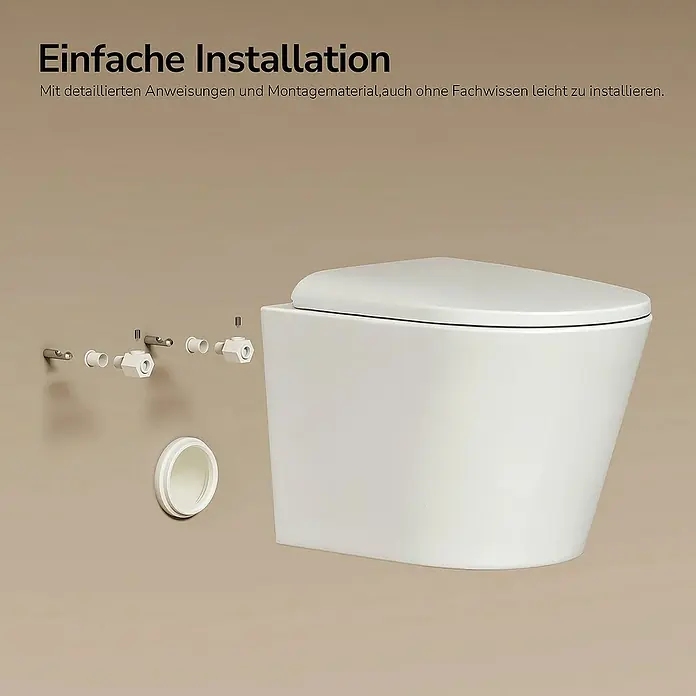 Emke Wand-WC Luno - Spülrandlos, Mit schmutzabweisender Glasur, Weiß