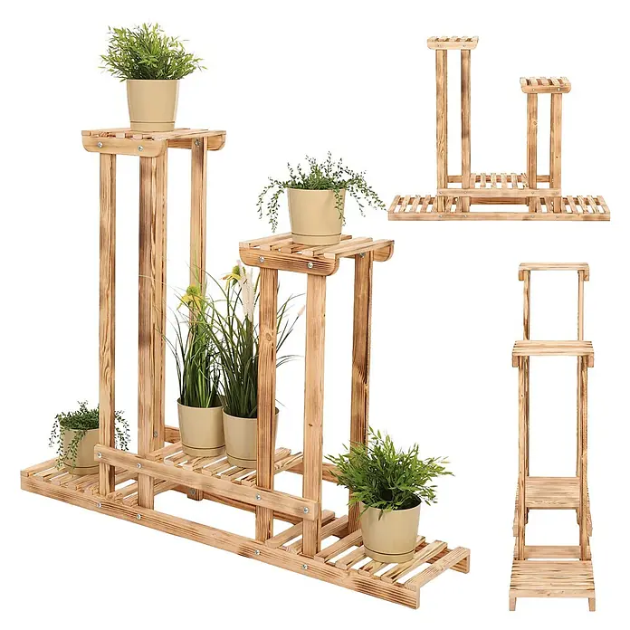 Proregal Holzregal Blumenständer FLORANGE - Anzahl Böden: 5 Stk., Schrauben, Gebrannt