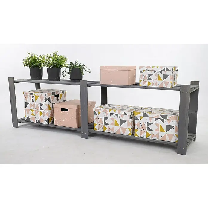 Proregal Holzregal PINEPEAK - H x B x T: 50 x 170 x 38 cm, Anzahl Böden: 2 Stk., Schrauben, Grau