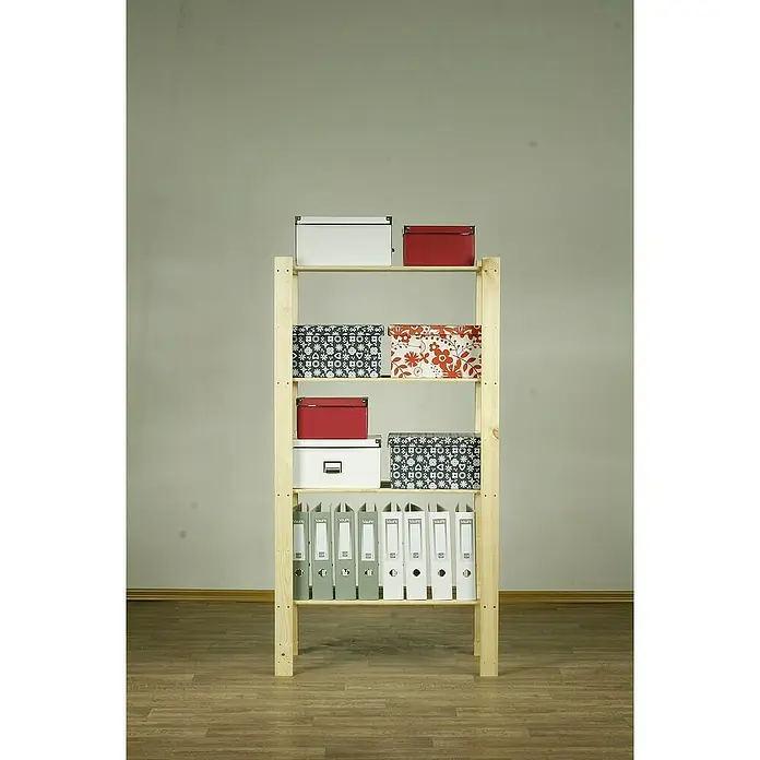 Proregal Holzregal PINEPEAK - H x B x T: 150 x 80 x 38 cm, Anzahl Böden: 4 Stk., Schrauben, Natur