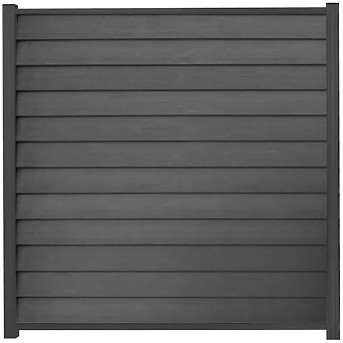 GartenLand Steckzaun-Element WPC Zaun Schwedenprofil Ohne Pfosten - B x H: 180 x 180 cm, Anthrazit, Verbundwerkstoff