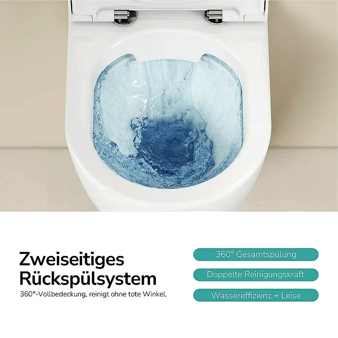 Emke Wand-WC Vero - Spülrandlos, Mit schmutzabweisender Glasur, Weiß