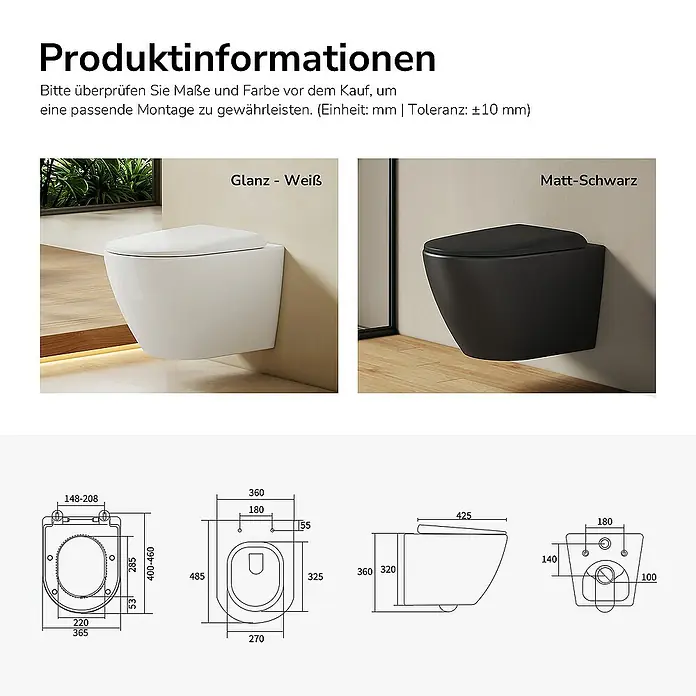 Emke Wand-WC Vero - Spülrandlos, Mit schmutzabweisender Glasur, Weiß