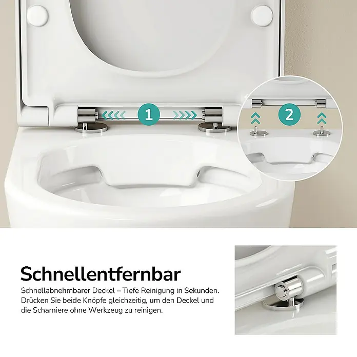 Emke Wand-WC Vero - Spülrandlos, Mit schmutzabweisender Glasur, Weiß